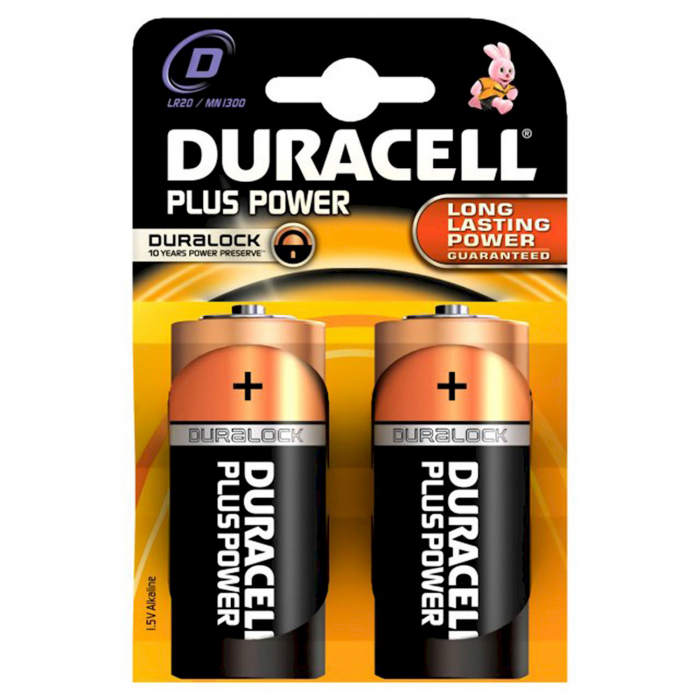 Batterie Duracell Plus Power Duralock Torcia 1,5V D LR20, Blister da 2 Pz, Non Ricaricabili!