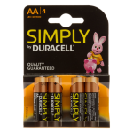 Batterie Duracell Simply Alcaline Stilo 1,5V AA LR06, Blister da 4 Pz, Non Ricaricabili!