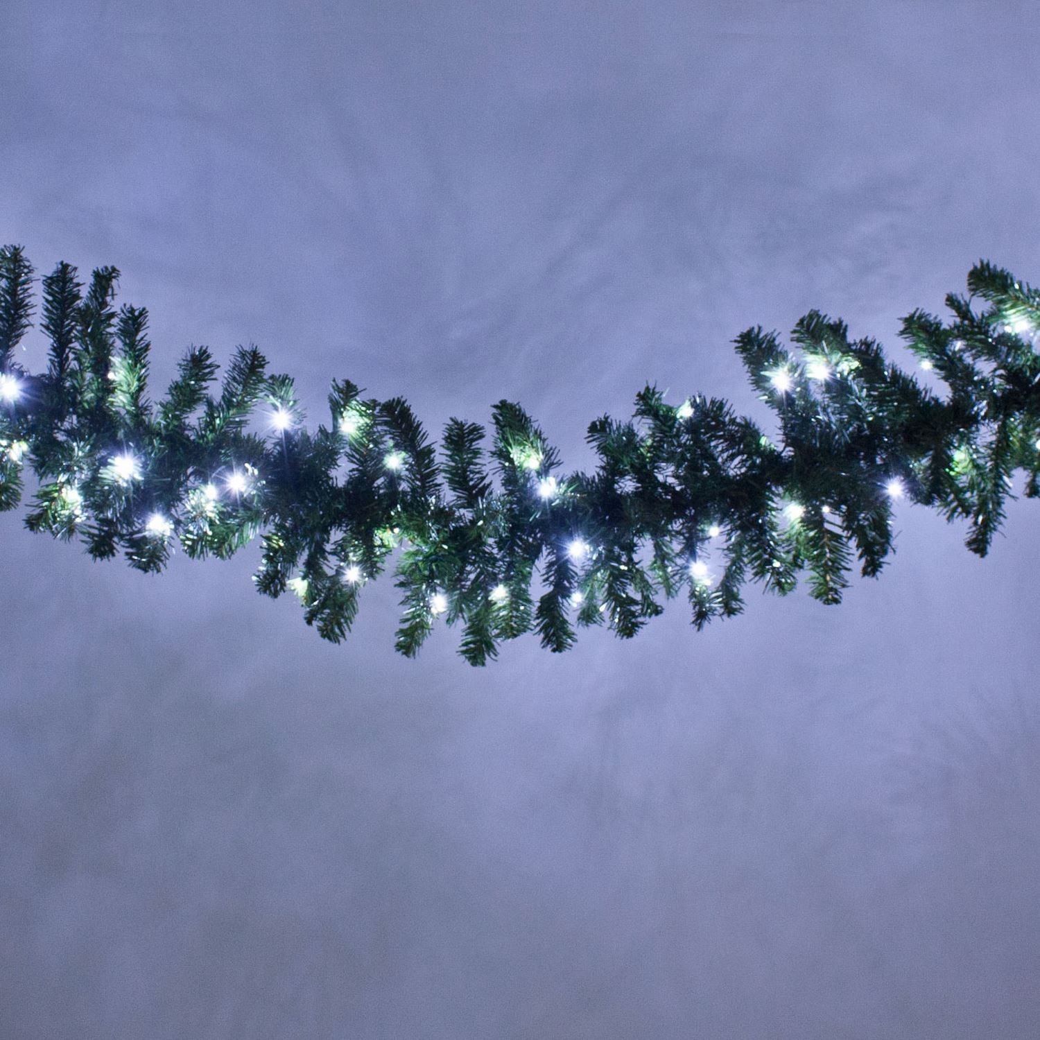 Ramo Luminoso Verde 100 LED Bianco Ghiaccio a Fissa, 270 cm, Alimentazione a 24V