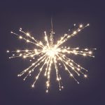 Ramo Argentato Luminoso Twig Ball con 200 FlashLED Bianco Caldo con Effetto Diamond Flashing, 60 cm, Alimentazione a 24V