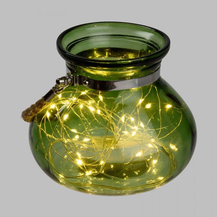 Vaso Vetro Verde Jade MicroLED a batteria