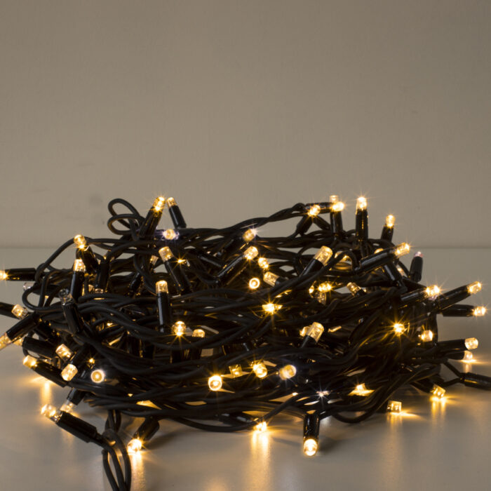Filo di luci da esterno Caldo fisso 100 LED 10 m Cavo Nero