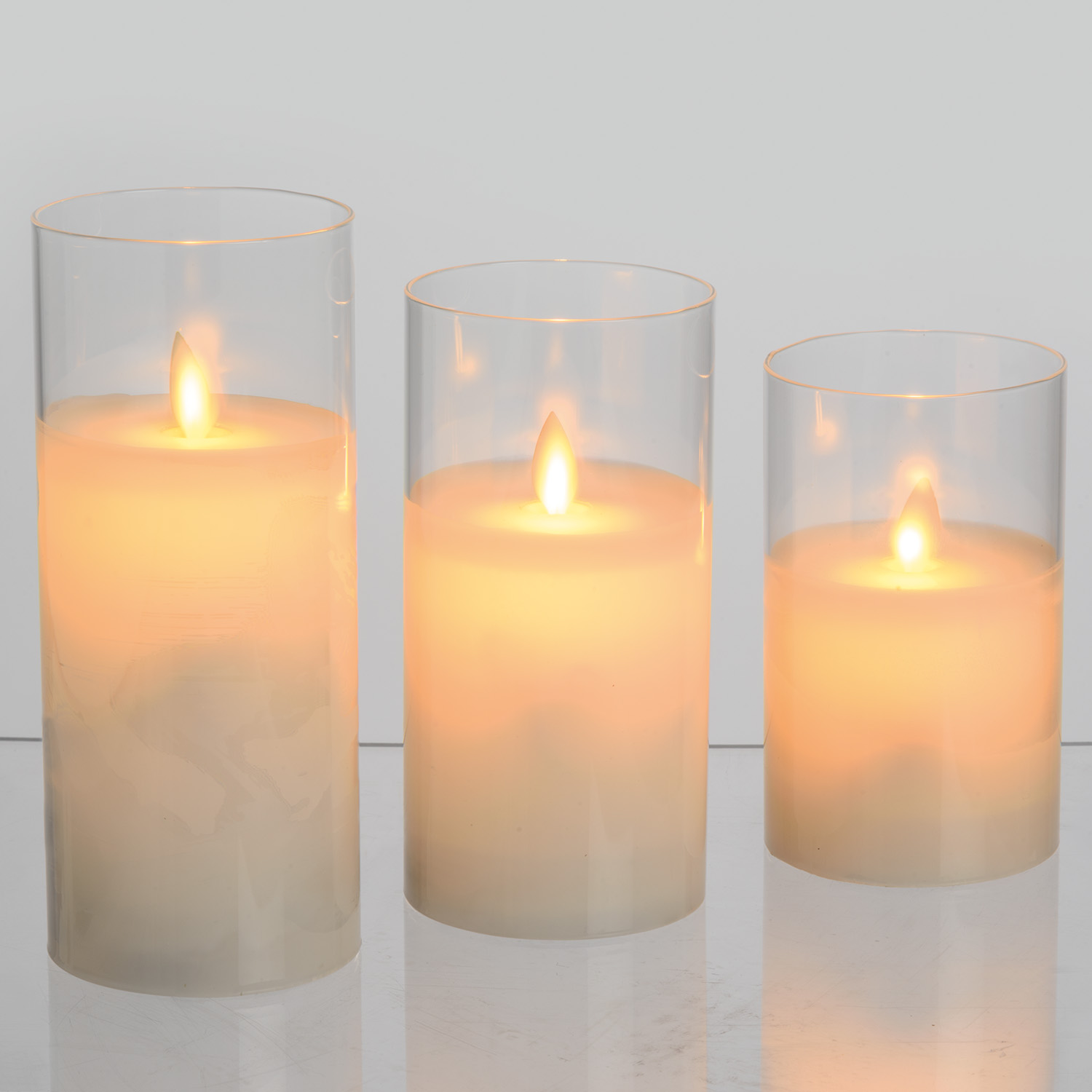 Set 3 Candele in vetro con Fiamma in movimento - immagine 2