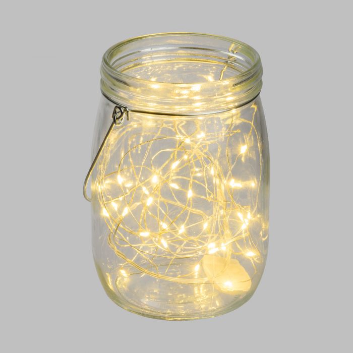 Barattolo in vetro con micro led bianco caldo - immagine 2