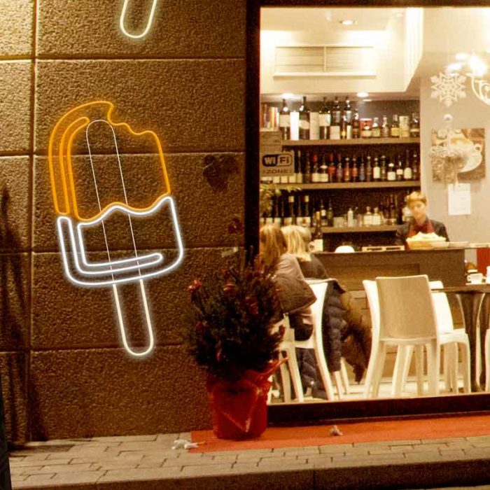 Ghiacciolo LED Arancione Bifacciale effetto Neon H119 cm