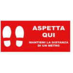Adesivo calpestabile Certificato 50x25 cm " Aspetta qui" 5 pz