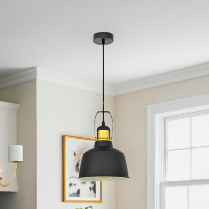 PROMO - Lampadario LED Vintage in Metallo con Portalampada E27 (Max 60W) Colore Nero
