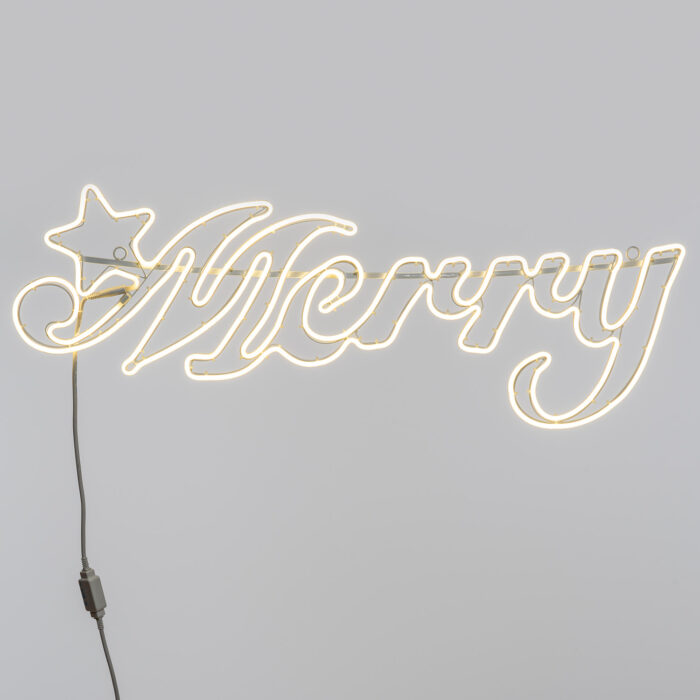 Scritta Merry Neon bifacciale