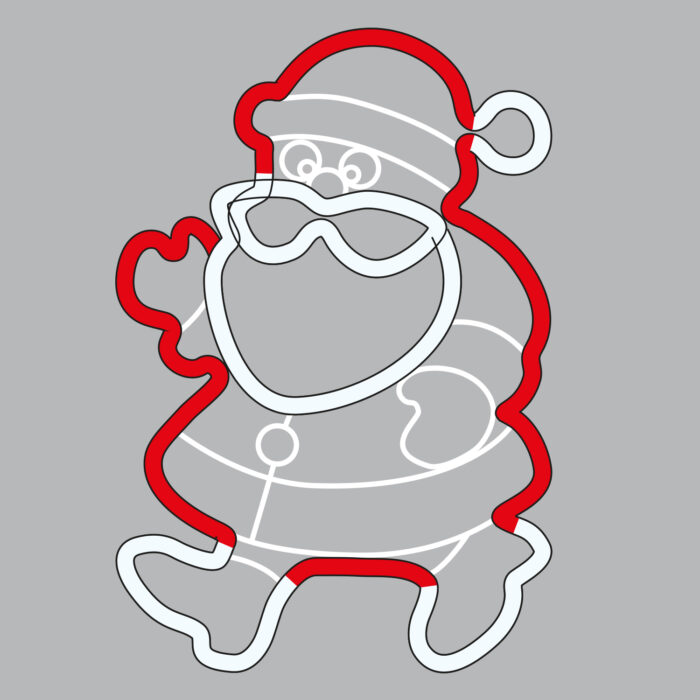 Babbo Natale Neon Bifacciale LED Rosso Bianco H57 cm - immagine 2