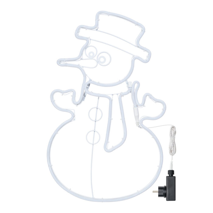 Pupazzo di neve Neon Bifacciale LED Bianco e Blu H58 cm - immagine 3