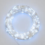 Catena 20 m 200 microled a luce fredda con 7 giochi di luce, alimentazione a Batteria