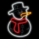 Pupazzo di neve Neon Bifacciale LED Bianco, Rosso e Arancio H55cm