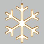 Cristallo di Neve in Legno Chiaro e LED Bianco Caldo Interno con Base