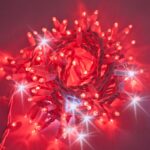 Catena Luce ROSSO Flashing Freddo 10m, 200 LED,  Cavo Bianco