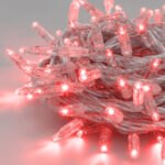 Catena Luce Rosso, 10m, 96 LED, Cavo trasparente