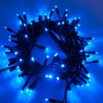 Catena luminosa professionale 120 LED Blu 10m cavo verde