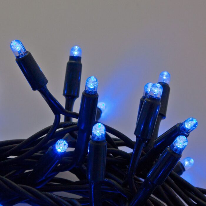 Catena luminosa professionale 120 LED Blu 10m cavo verde - immagine 2