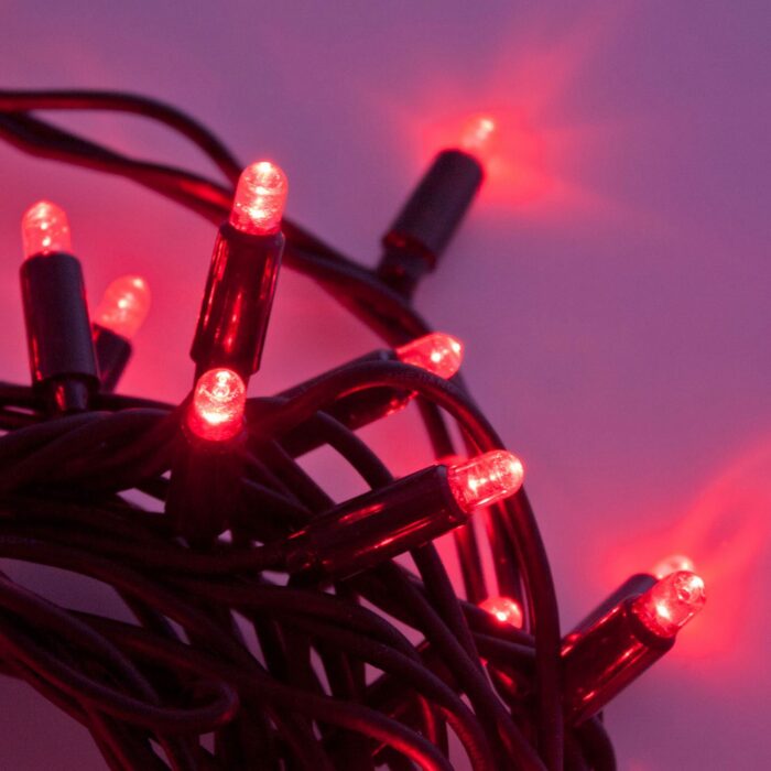 Catena luminosa professionale 120 LED Rosso 10m cavo verde - immagine 2