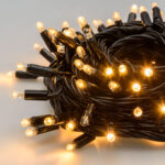 Catena Luce Bianco Caldo 10m 96 LED Cavo Nero