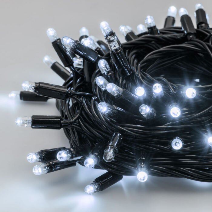 Catena Luce Bianco Freddo 10m 96 LED Cavo Nero