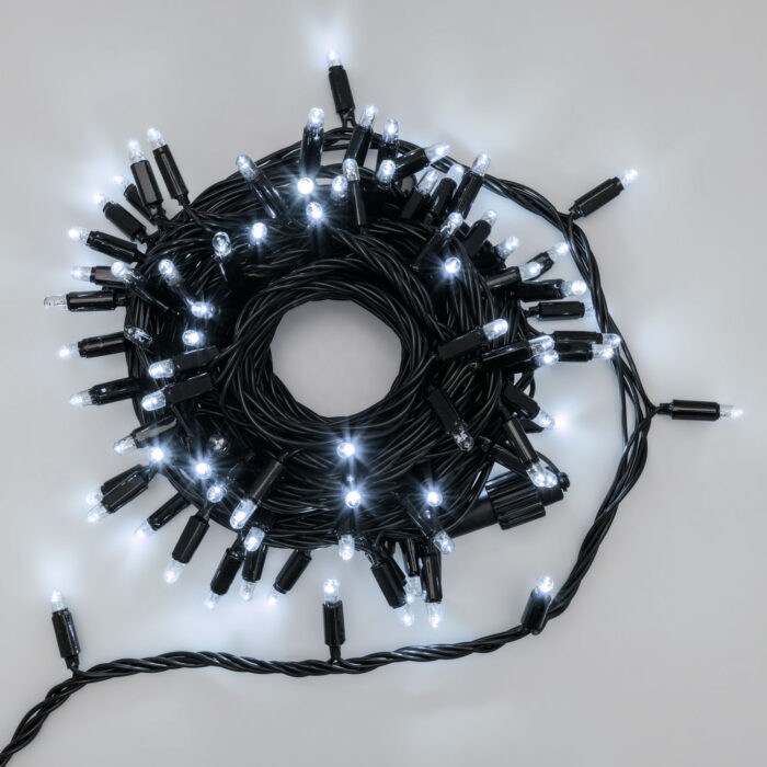 Catena Luce Bianco Freddo 10m 96 LED Cavo Nero - immagine 2
