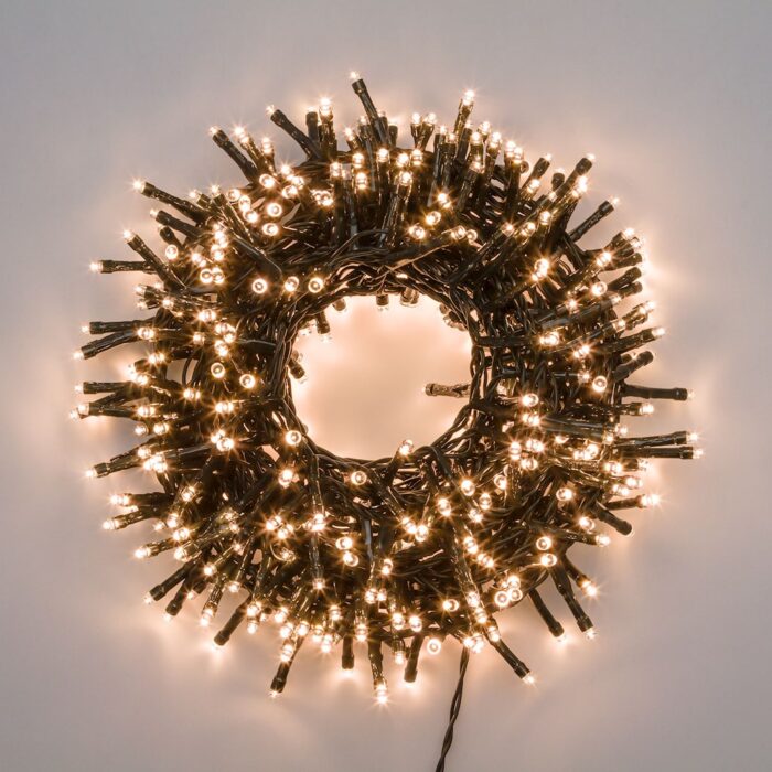 Catena Smart Connect 24 m – 600 LED Bianco Caldo Cavo verde