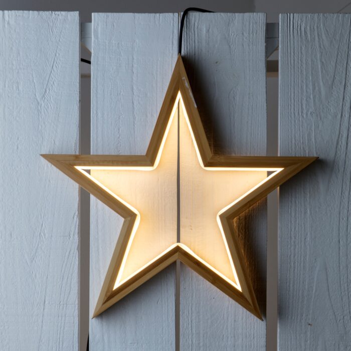 Stella ø35cm Legno Massello Chiaro e LED Bianco Caldo Serie Design Light