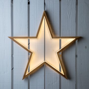 Stella ø55cm Legno Massello Chiaro e LED Bianco Caldo Serie Design Light