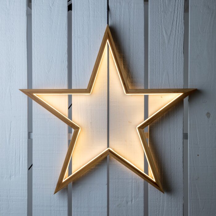 Stella ø55cm Legno Massello Chiaro e LED Bianco Caldo Serie Design Light
