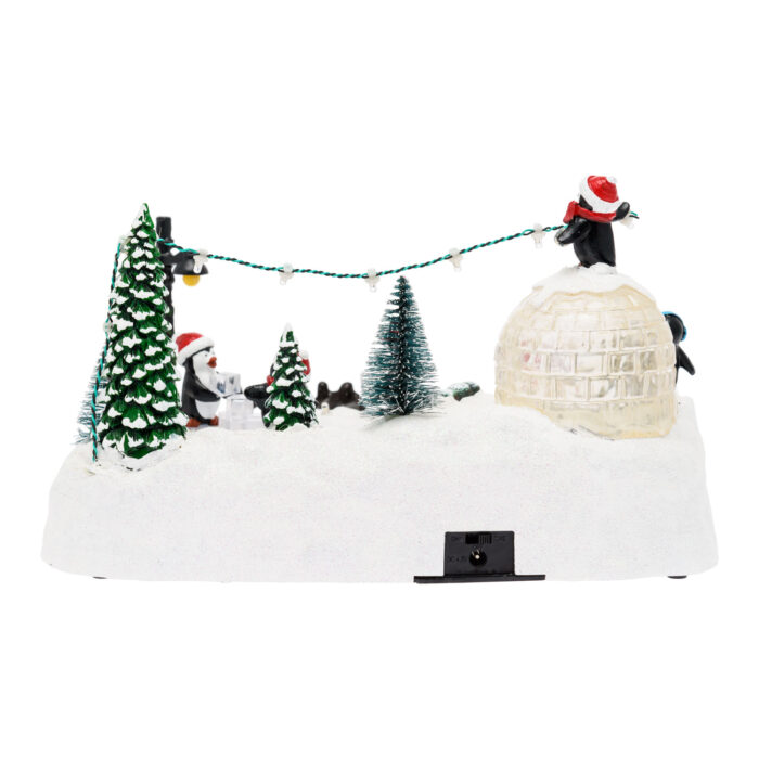 Paesaggio polare con pinguini rotanti a batteria 28xH16cm - immagine 2