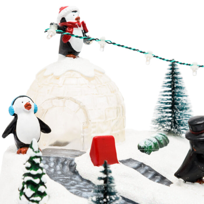 Paesaggio polare con pinguini rotanti a batteria 28xH16cm - immagine 3