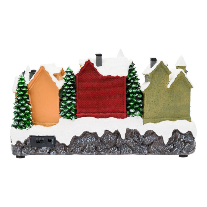Paesaggio innevato con albero di natale rotante 32xH28cm - immagine 3