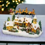 Paesaggio innevato con babbo natale su slitta in movimento 34xH23cm