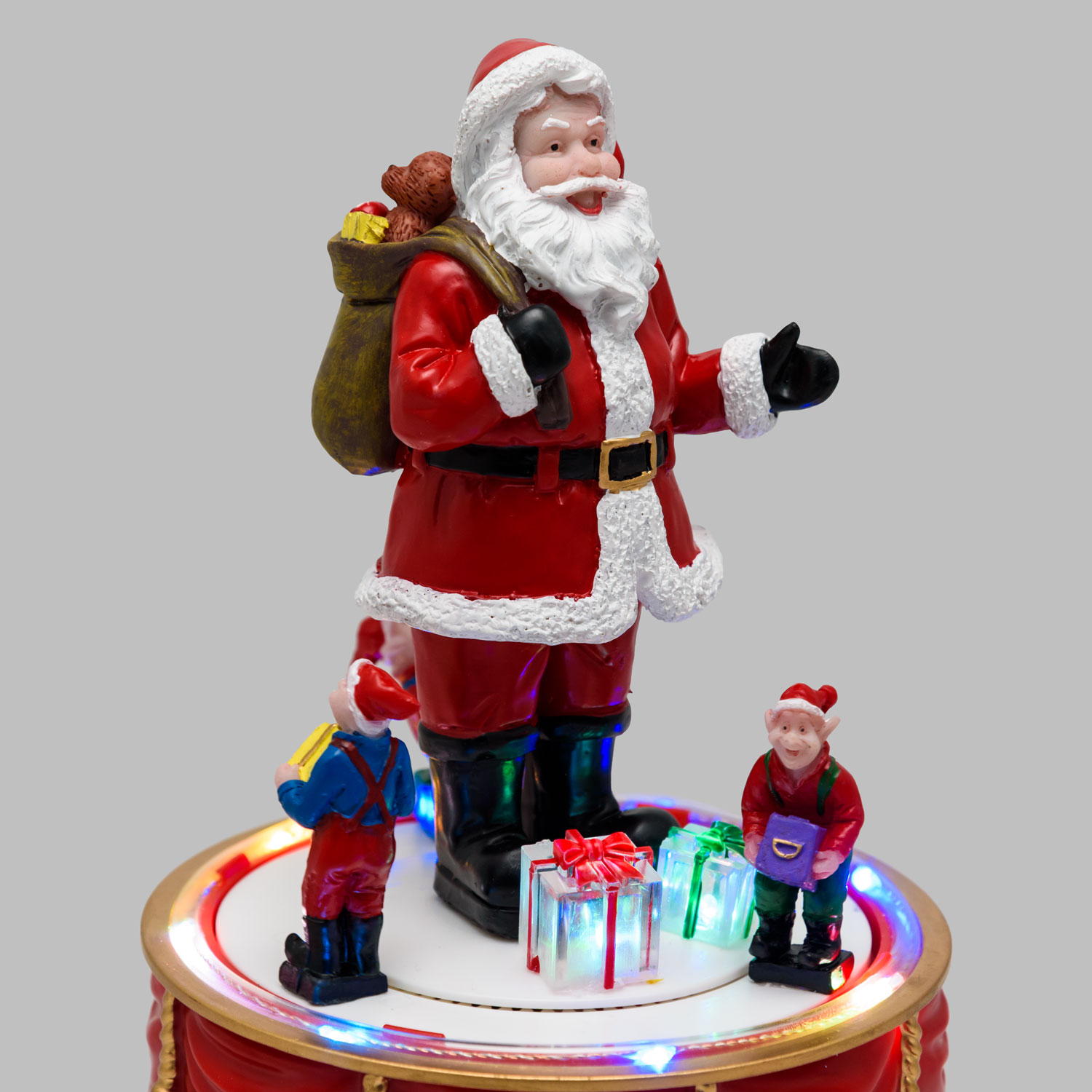 Babbo Natale con elfi rotanti a batteria ø13xH19cm - immagine 2