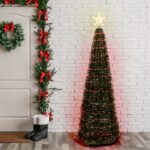 Albero Conico CNP Pvc Verde H180cm GOCCE di Luce LED Multi RGB