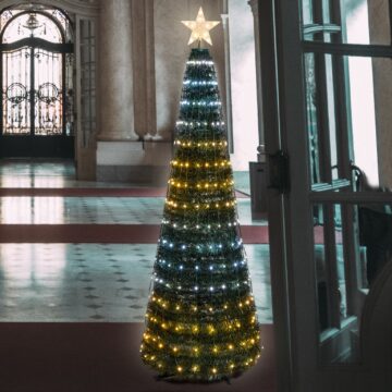 Albero Conico CNP Pvc Verde H150cm GOCCE di Luce LED Multi RGB